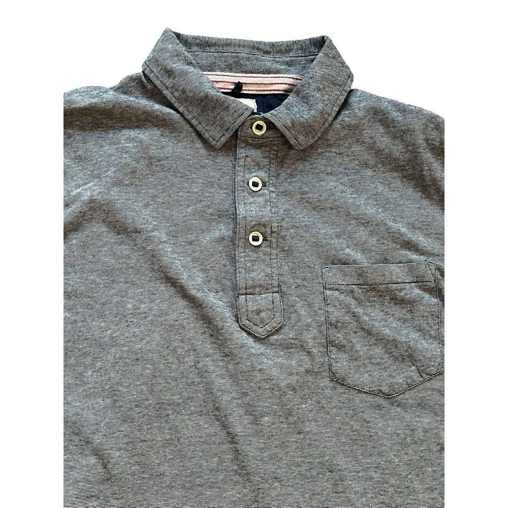 Relwen Fineline Men's Striped Polo Short Sleeve Shirt Navy Blue and white Large